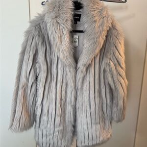 Express Women's Gray Faux Fur Coat
